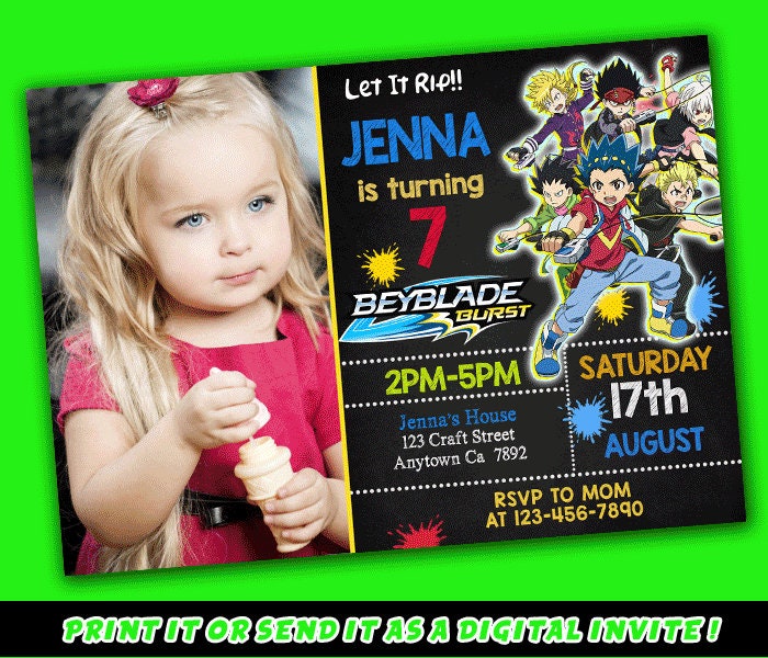 Beyblade Birthday Invitation Printable Invitation Digital | Etsy