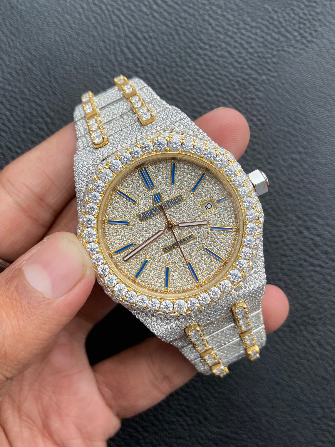 Full Iced out Diamond Watch Steel Body Automatic Moissanite Etsy