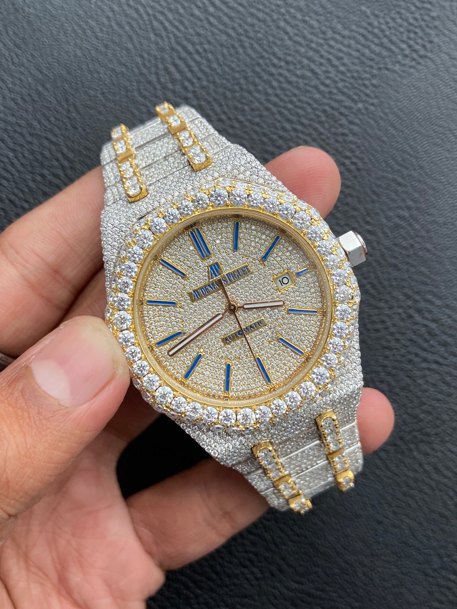 Full Iced out Diamond Watch Steel Body Automatic Moissanite Etsy