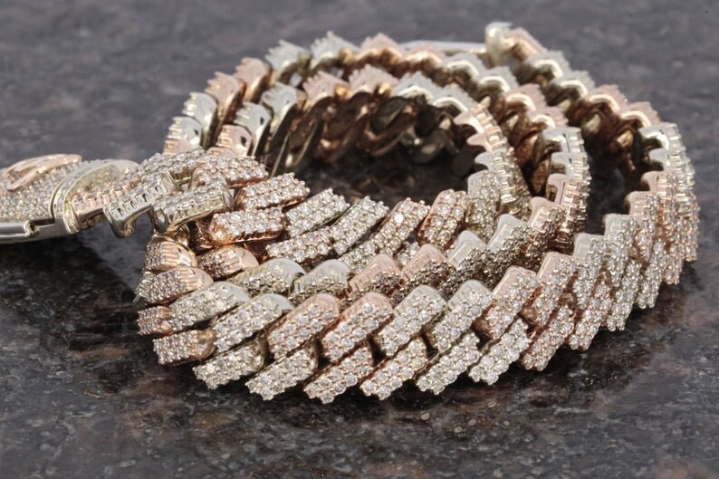 VVS Moissanite 14mm 2 Row Iced Out Cuban Link Chain Diamond Etsy