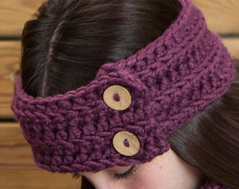 Headband for women/Bandana with buttons/Soft girl headband/Gift idea/Elegant accessories/Wool crochet/Adjustable headband