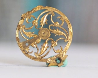 Reloj de bolsillo antiguo con fusible de borde de 1800, placa de latón chapada en oro - Proyectos de joyería DIY