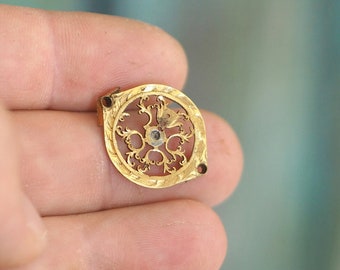 Reloj de bolsillo antiguo con fusible de borde de 1800, placa de latón chapada en oro - Proyectos de joyería DIY