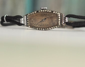 Antiek massief zilveren kast Zwitsers art deco mechanisch opwindhorloge - voor reserveonderdelen of reparatie