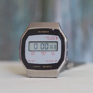 80&#39;s Quartz stopwatch  DUGENA - working