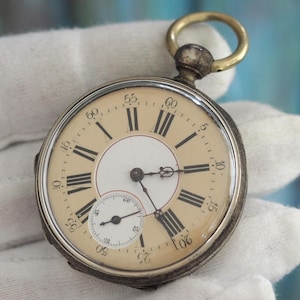 Antique Cylinder Escapement Pocket Watch – 45mm Case – Roman Dial – Not Working – Engraved Case – For Repair or Display