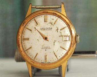 HELIOSA -  Swiss mechanical wind up men's watch, working -  sold for spares or repair