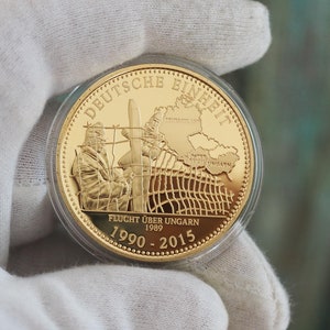 Commemorative coin - 25 years German unity  Medal - 24k gold plated bronze / Deutschland Medaille 2015 PA101 - 25 Jahre Deutsche Einheit