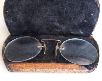 Antique  eye glasses  Pince nez style, Fits-U type , Jules Cottet patent. early 1900s , antique spectacles,steampunk costume