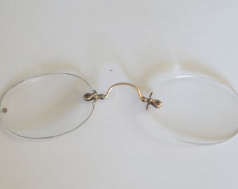 Antique European  eye glasses  Pince nez style, Fits-U type , Jules Cottet patent. early 1900s , damaged