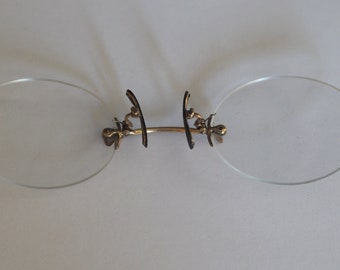 Antique European  eye glasses  Pince nez style, Fits-U type , Jules Cottet patent. early 1900s , damaged