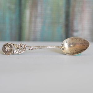 Hildesheimer Rose - Antique German .800 solid sterling  silver tee spoon, German handcrafted silver spoon, mini silver spoon