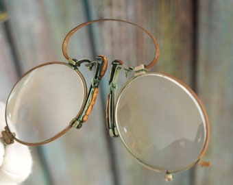 Antique European  eye glasses  Pince nez style, C-bridge pince nez spectacles ,  antique spectacles