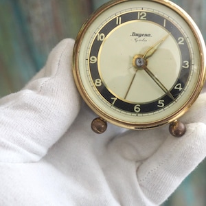 Dugena - art deco German  alarm clock - start and stop, sold as not working, Home décor clock  Vintage clock