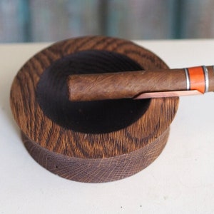 Custom made wooden cigar ashtray - oak and copper, Rustic Oak wood cigar ashtray, copper ashtray, cigar ashtray