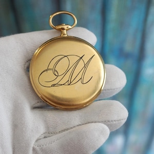 Gold-Tone 50mm Pocket Watch Case for Unitas 6498 6497 – Swiss Style Case with Hinged Covers & Monogram – Vintage Watchmaking Part
