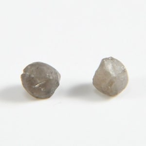 Peut inclure: Deux petits diamants gris rugueux. Les diamants sont facetés et ont un aspect naturel non poli.