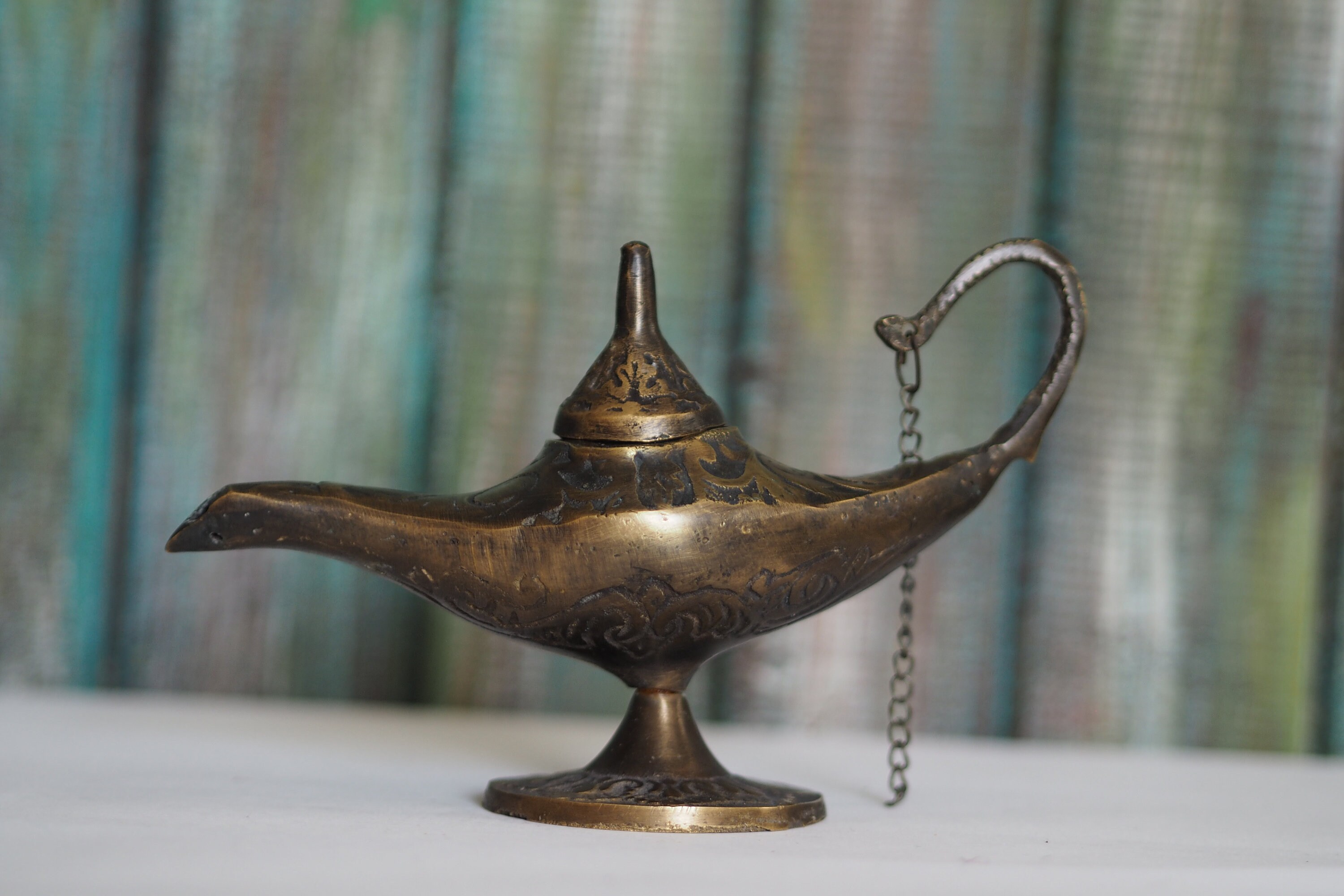 Vintage Bronze Oil Lamp - Etsy