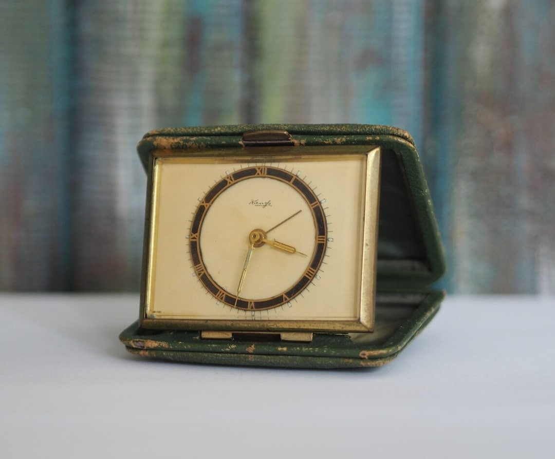 1950's German Travel Alarm Clock KIENZLE, Vintage Mechanical Wind up