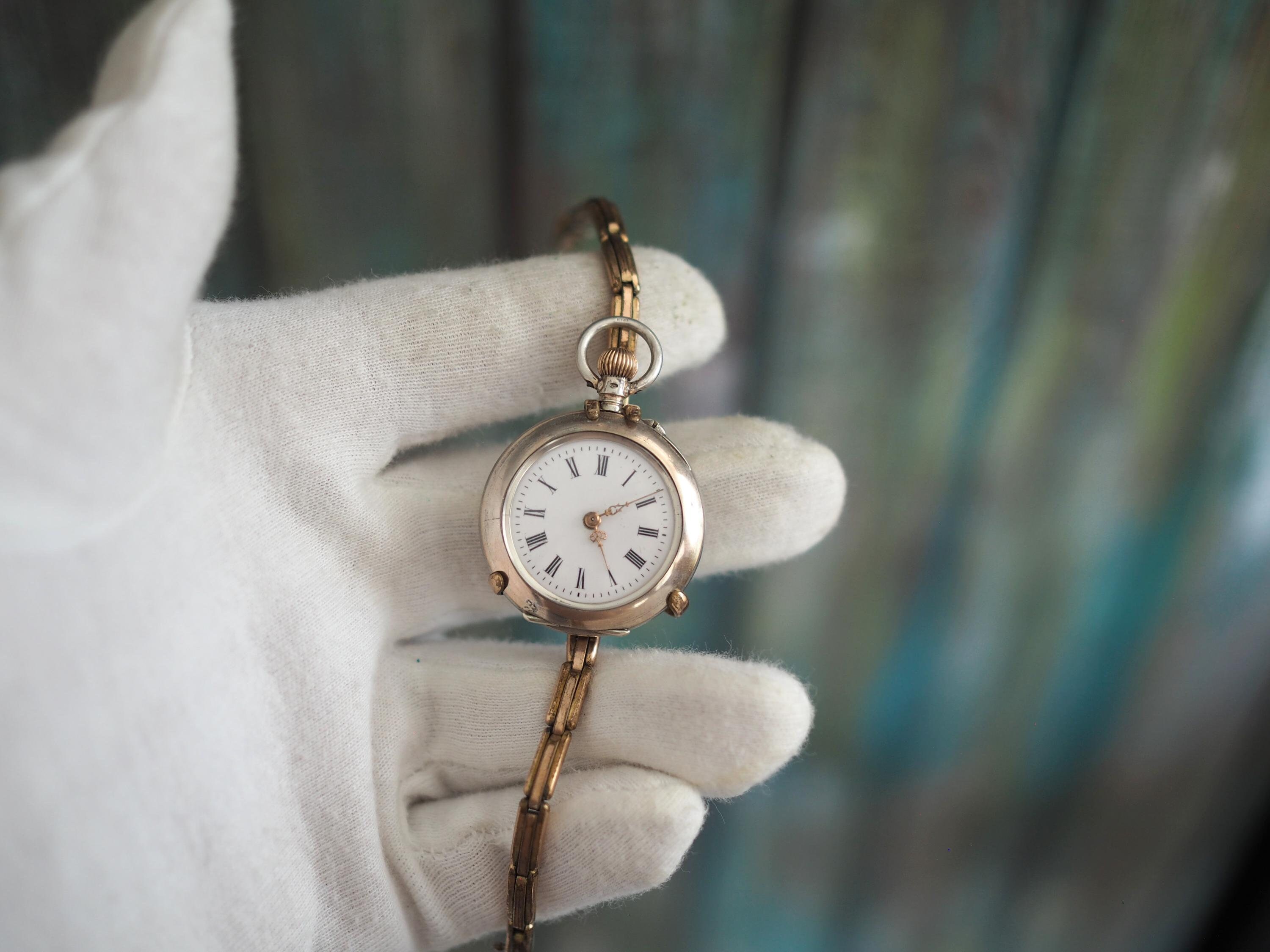 Antique Pocket Watch on Wrist Adaptor Silver Case Start and Stops Sold as Not Working Etsy