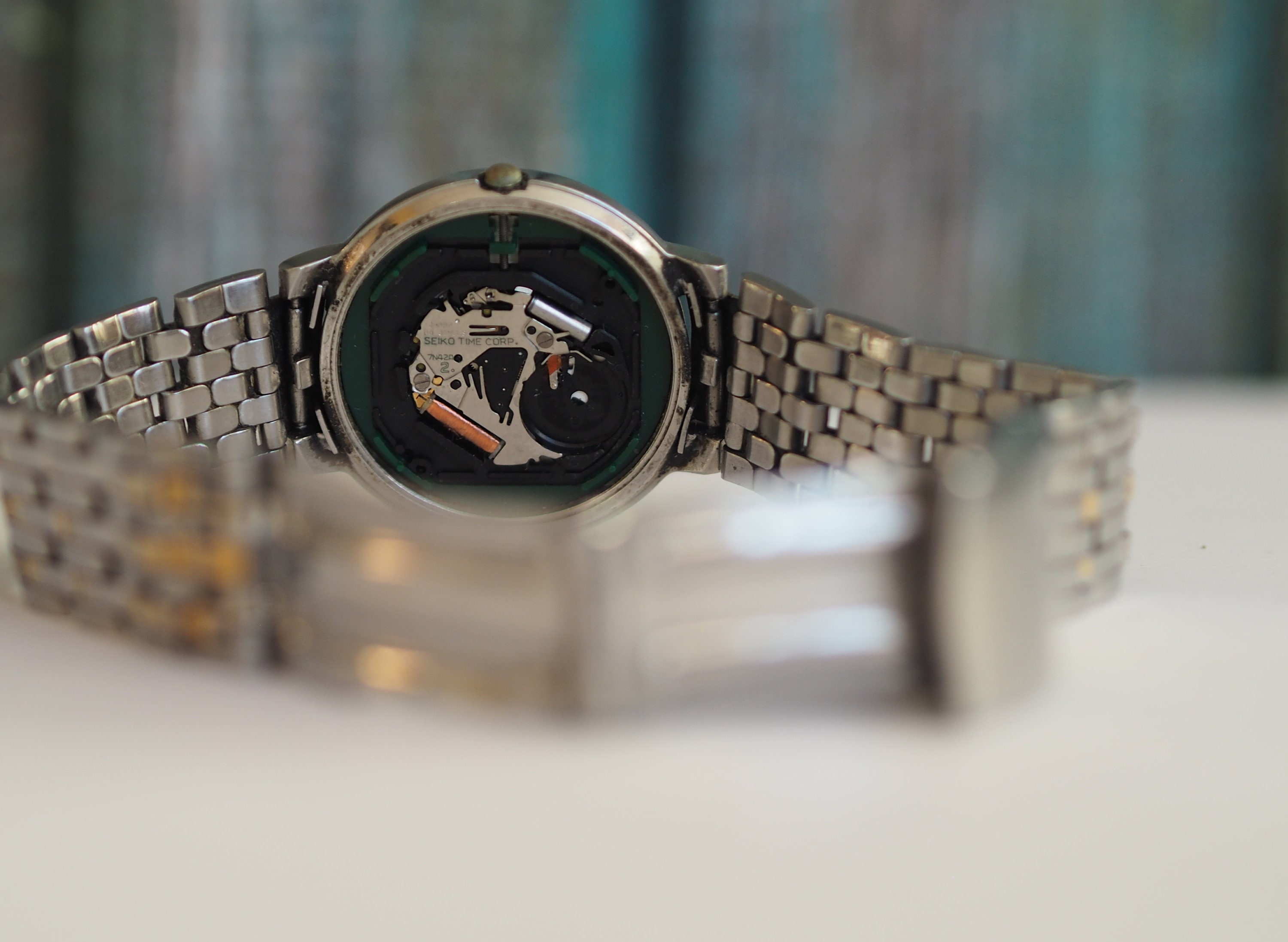Montre Seiko En Acier Inoxydable Plaqué Or, 17 Bijoux, Ne Fonctionne Pas - Occasion à Restaurer Taille 47.5mm