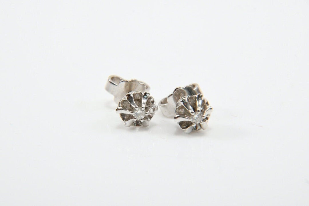 Boucles D'oreilles Clous En Or Blanc 14k Avec Diamants De Laboratoire - Sur Mesure