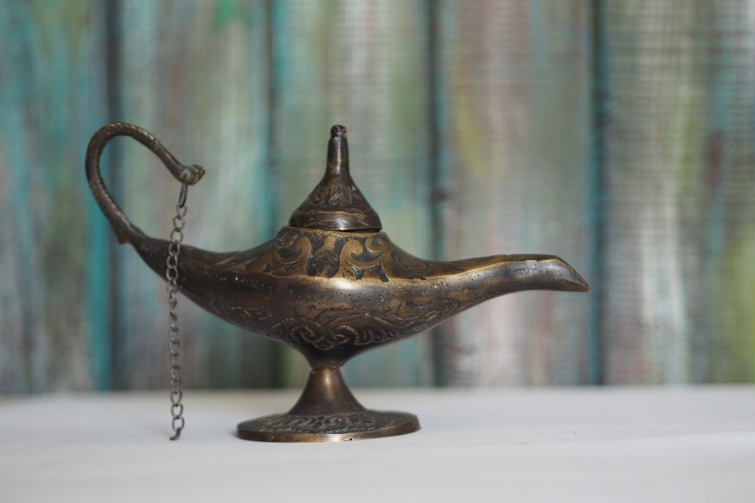 Vintage Bronze Oil Lamp - Etsy