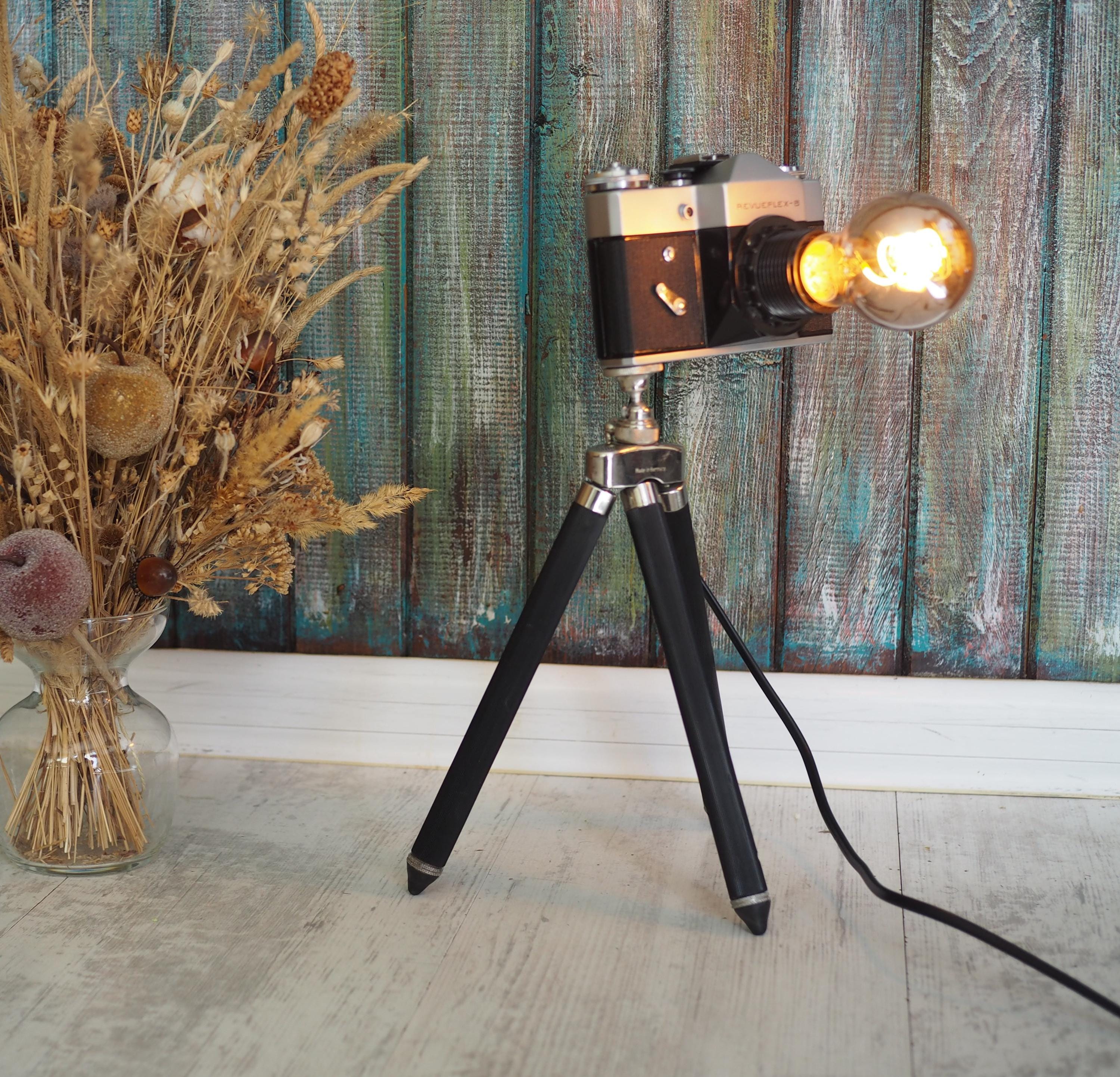 Photo Camera Lamp on Expandable Tripod - Vintage ZENITH Camera Turned ...