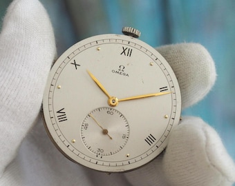 Rare Omega Cal. 39.1 L.T1 Pocket Watch Movement – 42mm Dial – Working – Roman Dial – Vintage Swiss Mechanical movement