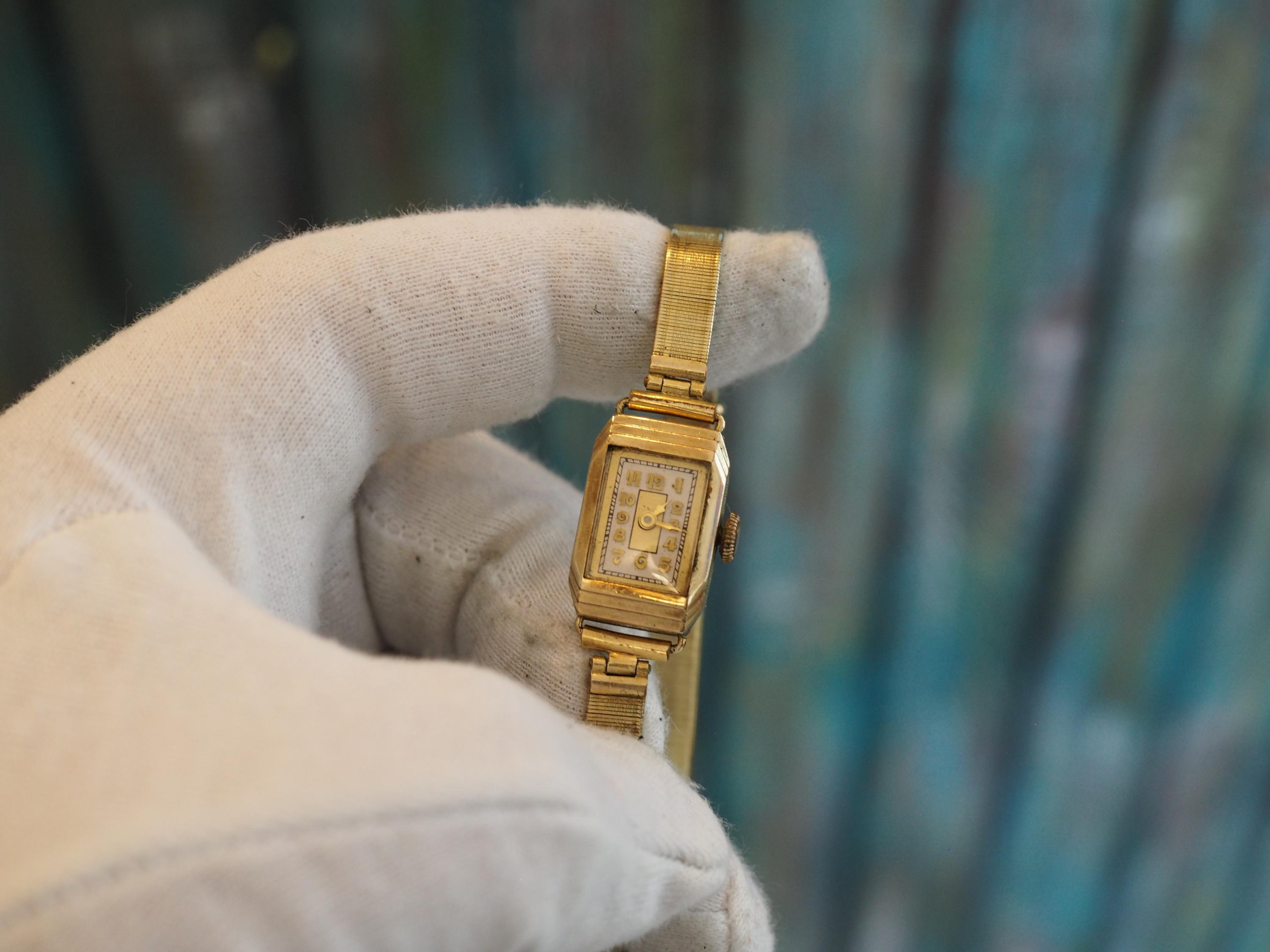 Jean brand Art Deco vintage rhinestone wind up watch NOT WORKING Antique German Mechanical Art Deco Wind up Watch -not  main image 3