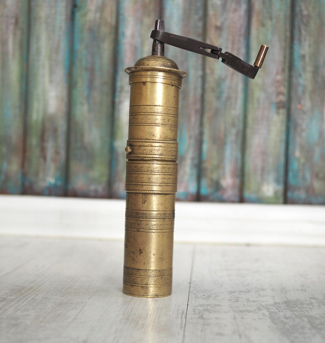 Antique 19th Century Ottoman Brass Pepper Mill Coffee Spice 