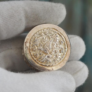 Sterling Silver Pill Box Ornate Floral 32x15mm Round Snuff or Trinket Box 14.85g Vintage Decor