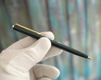 Bolígrafo vintage Ville d'Argent (Alemania), verde oscuro con detalles dorados, en perfecto estado.