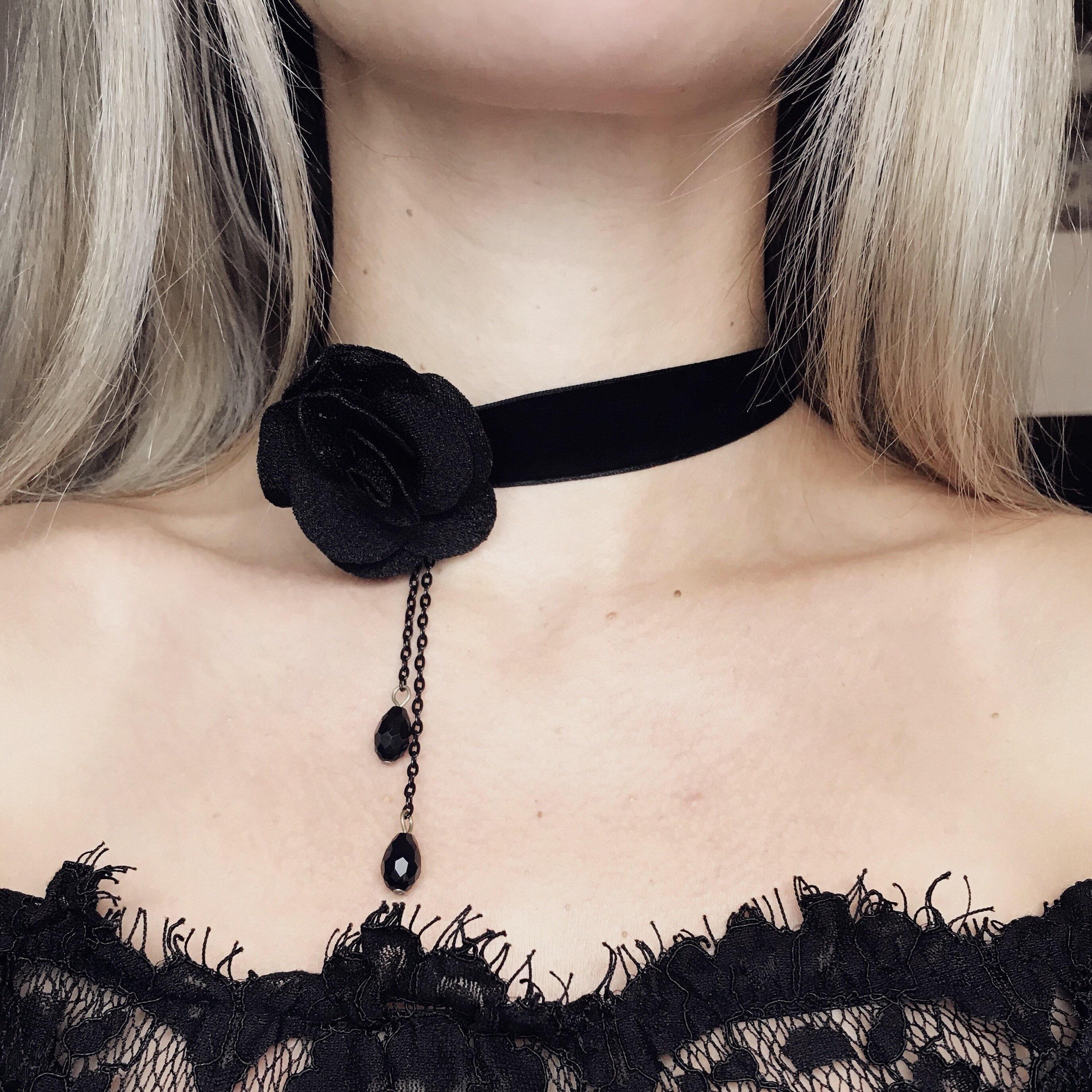 Black Leather Velvet Heart Choker Necklace Layer Lotus Chockers Vintage  Gothic Jewelry Goth Baroque Necklace for Women