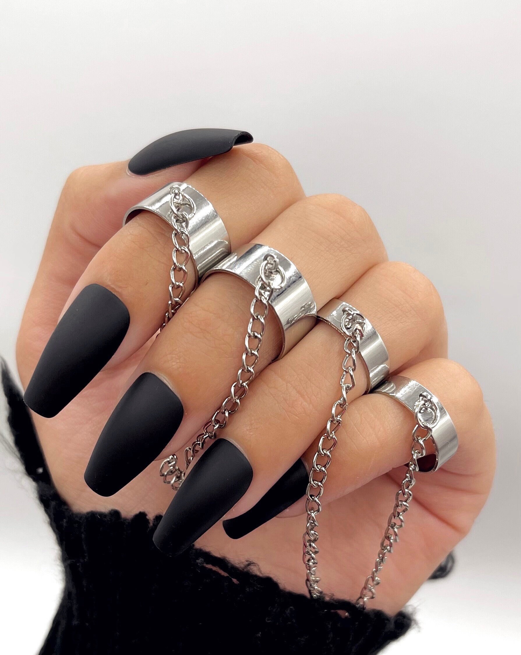 Punk Style Chain Rings Link Multiple Fingers Women Party Fashion Jewelry  Gift