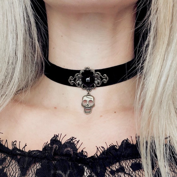Victorian Vintage Gothic Chain Pendant Womens Black Lace Necklace Collar  Choker | eBay