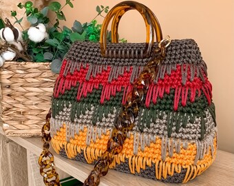 Crochet pattern-Easy crochet bag patterns-Shoulder bag pattern-Video tutorial-Patterns for bag making-Crochet colorful handbag pattern