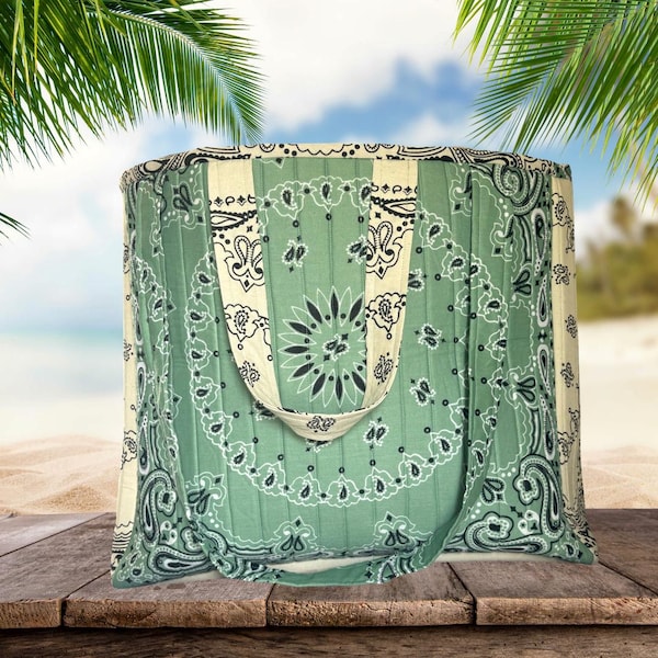 Custom Quilted Tote Bag | Handmade Patchwork Bag | Personalized Color Tote | Large Everyday Bag | Strawberry or Bandana Style | Gift for Her