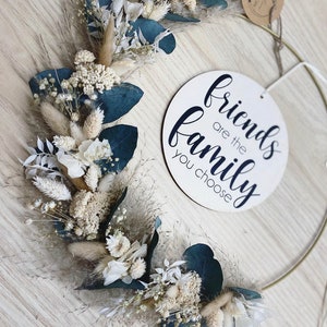 Flower Hoop White, natural with eucalyptus • personalized dried flower wreath • door wreath • door sign • flower wreath