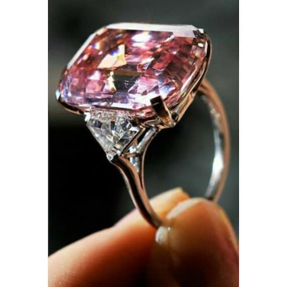 3.55 Carat Cushion Cut Pink Diamond Three Stone Setting Etsy
