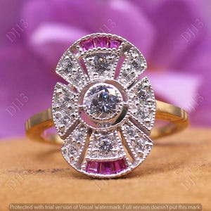 1930s Vintage 2.15 Ct Round Cut Moissanite Diamond Bezel Set Engagement Ring | 935 Argentium Silver Antique Two Tone Ring for Women | Gifts