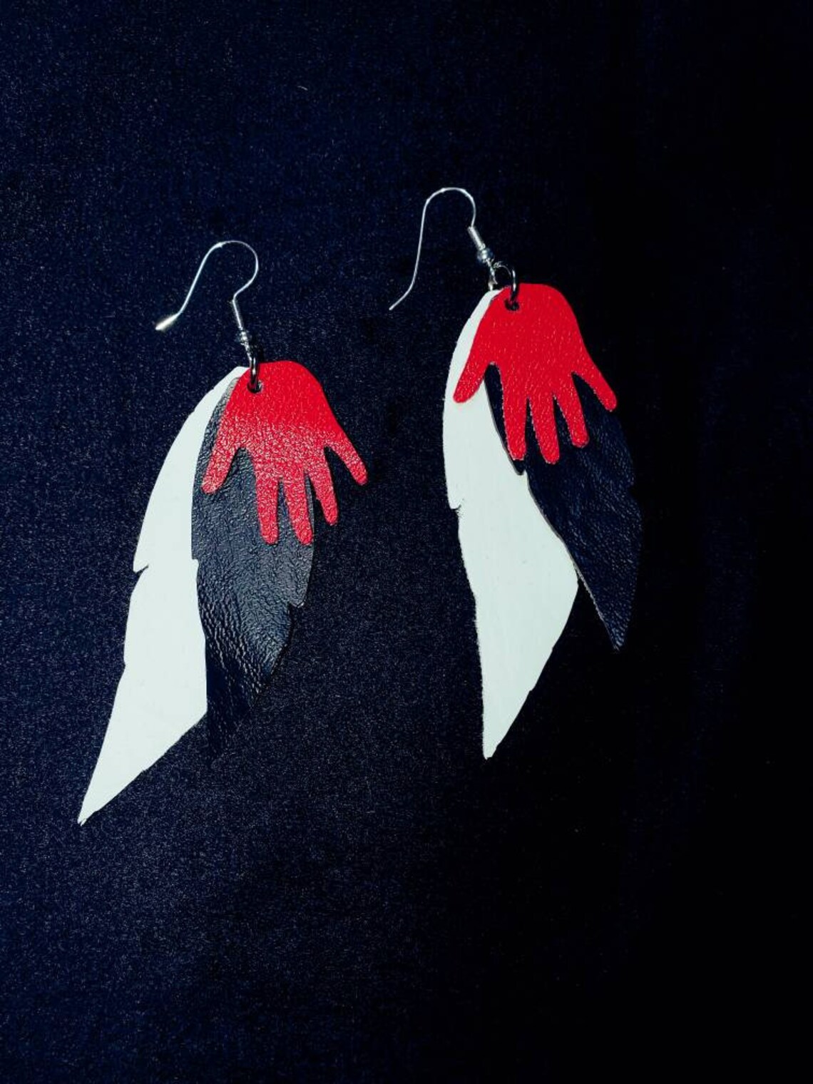 MMIW Faux Leather Feather Earrings Etsy