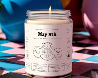 Birth Date Candle, Taurus Astrology Gift, Zodiac Gift, Personalised Candle, Gift For Taurus, Birthday Gift