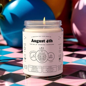 Birth Date Candle, Leo Astrology Gift, Zodiac Gift, Personalised Candle, Gift For Leo, Birthday Gift, Astrology Friend