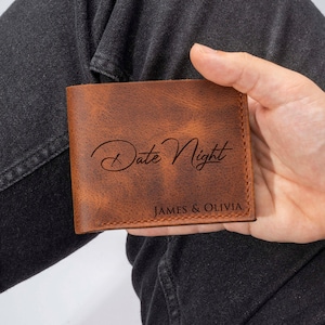 Date Night Wallet, Gift for Him, Anniversary Gift, Gift For Husband, Gift For Boyfriend, Wedding Gift, Mens Leather Wallet, Christmas Gifts