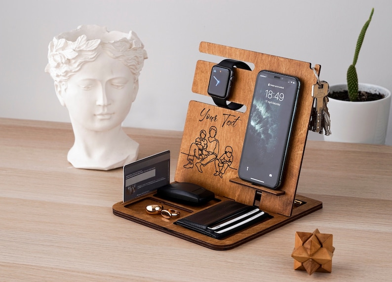 Personalized Docking Station Personalized Your Text, Any Name or Logo You Want, Created from High-quality Plywood