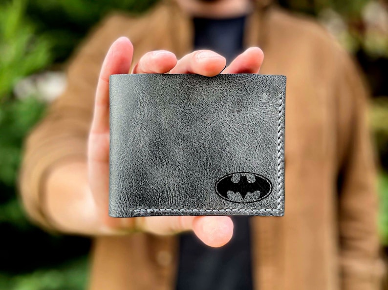 Batman Engraved Wallet Batman Gifts Genuine Leather Wallet image 1