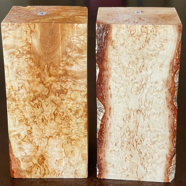 Karelian masur birch bigger blocks.  Figured hardwood that is ideal for making a kuksa, wooden box or any other DIY project