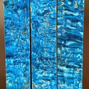 Stabilized and dyed Karelian birch wood. Perfect for making a hidden tang knife handle or  making DIY pens