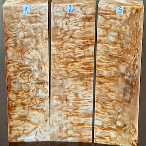 Stabilized Curly birch wood. Perfect for making wooden pens, wooden jewelry or handle for a knife. Rare woods originating from North Europe.